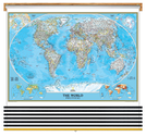 World and 6 Continent Maps Classroom Pull Down 7 Map Bundle